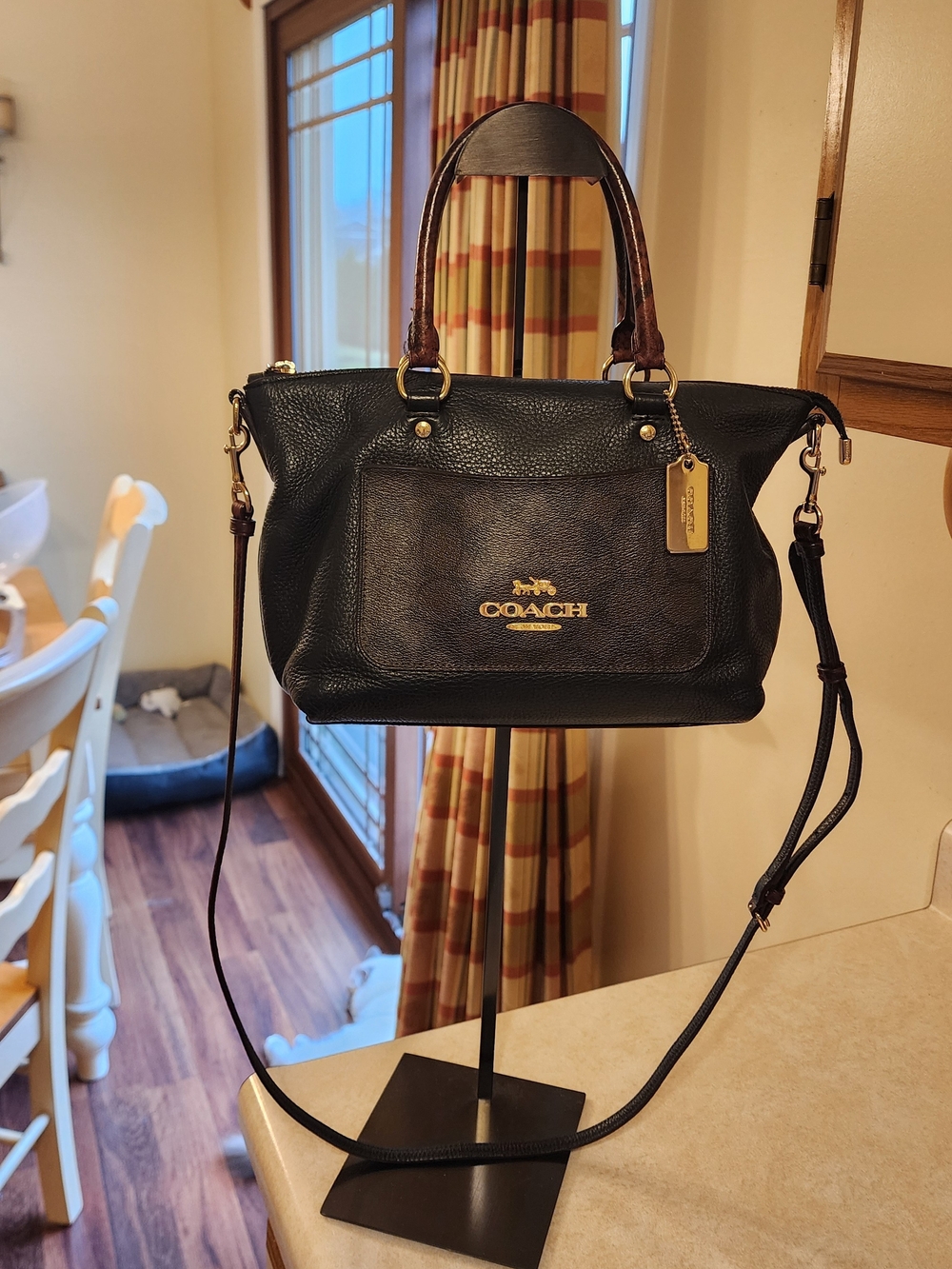 Coach Mini Emma Python Accent Satchel Shoulder Bag Black Leather